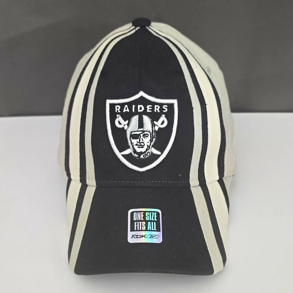 Reebok Oakland Raiders NFL Black/Beige Hat Cap One Size Officially Licensed